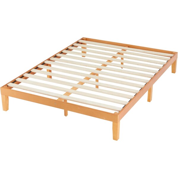 Simple Deluxe CJ-WH01-F, Full Size Wood Bed Frame, 12 Inch Wooden Platform Bed with Support Slats, Natural Pine 3A88FNBFRAFULL12WOOD - main