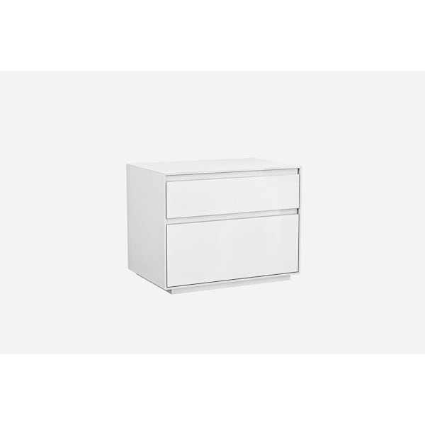 Homeroots Simplistic White Gloss 2 Drawer Nightstand 370748 - main