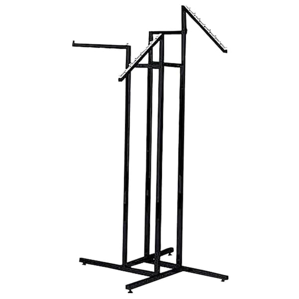 Store Supply Warehouse 4-Way Chrome Accent Clothing Rack with 2 Straight Arms and 2 Slant Arms 60330 - main