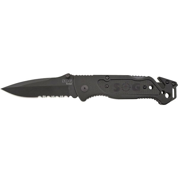Sog Folding Knife, Spear Point, Blk, 3-7/16 In FF25-CP - main