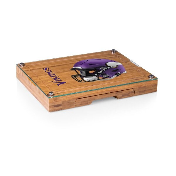 Picnic Time Family Of Brands NFL Minnesota Vikings - Concerto Glass Top Cheese Cutting Board & Tools Set 919-00-505-184-2 - main