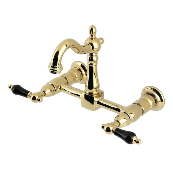 Kingston Brass Two-Handle Wall Mount Bridge Kitchen Faucet, Polished Brass KS2442PKL - main