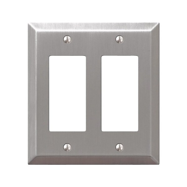 Amertac Century Wallplate, 41516 in L, 4916 in W, 2 Gang, Steel, Brushed Nickel 163RRBN - main
