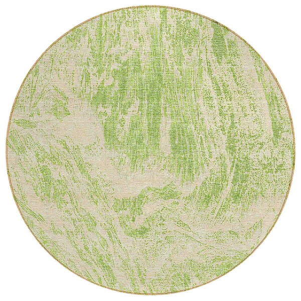 Homeroots 8' Sage And Ivory Round Abstract Washable Indoor Outdoor Area Rug 614265 - main