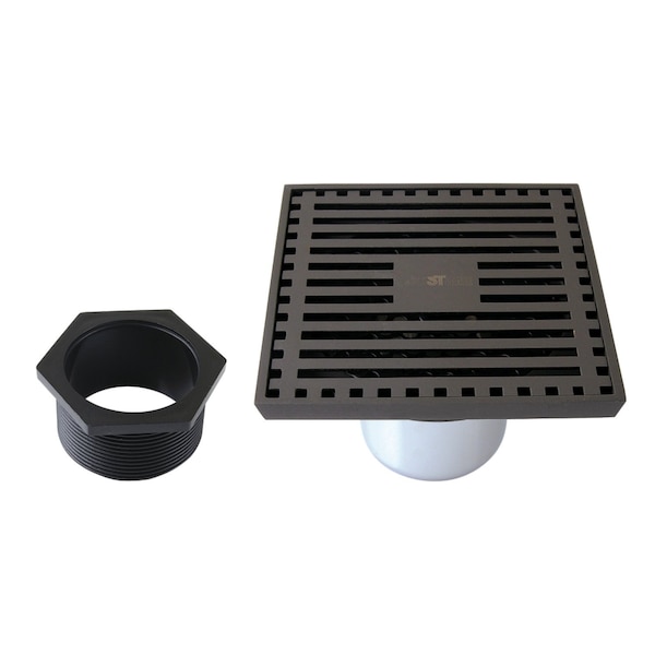 Kingston Brass 4" Brass Square Grid Shower Drain with Hair Strainer, Oil Rubbed Bronze BSF4464ORB - main