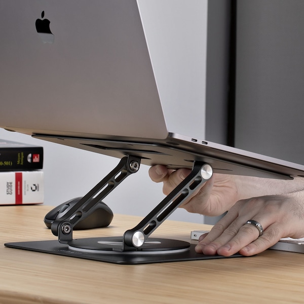 Rotating Laptop Stand, 360 Swivel, Ergonomic Desk Riser for Computer, Max 11lb