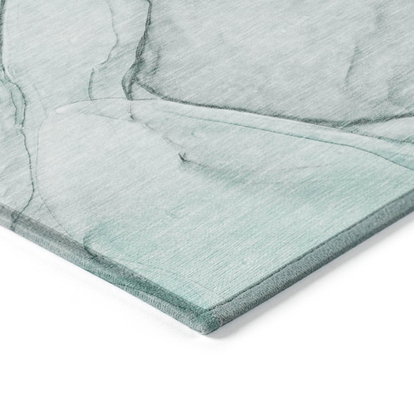 Homeroots 8' X 10' Teal Abstract Washable Non Skid Indoor Outdoor Area Rug 559421 - main