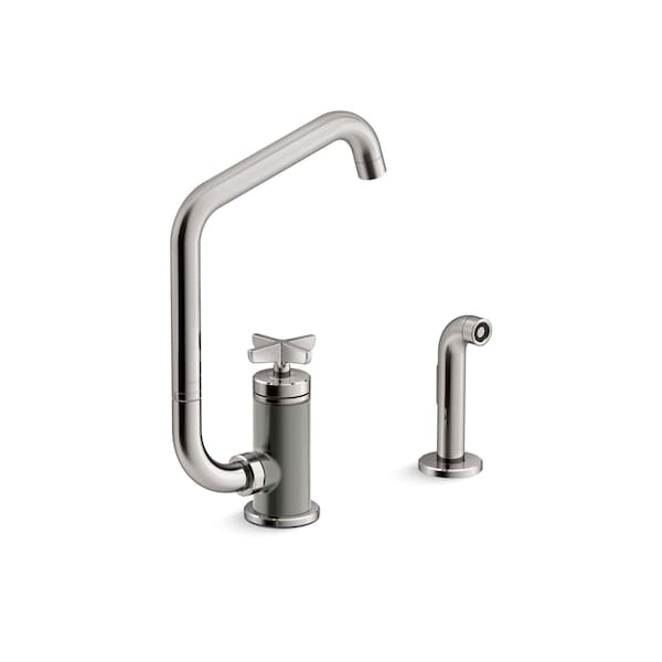 Kohler Billet Single-handle bar sink faucet with two-function extended-reach spout and side sprayer 28667-3-TT - main