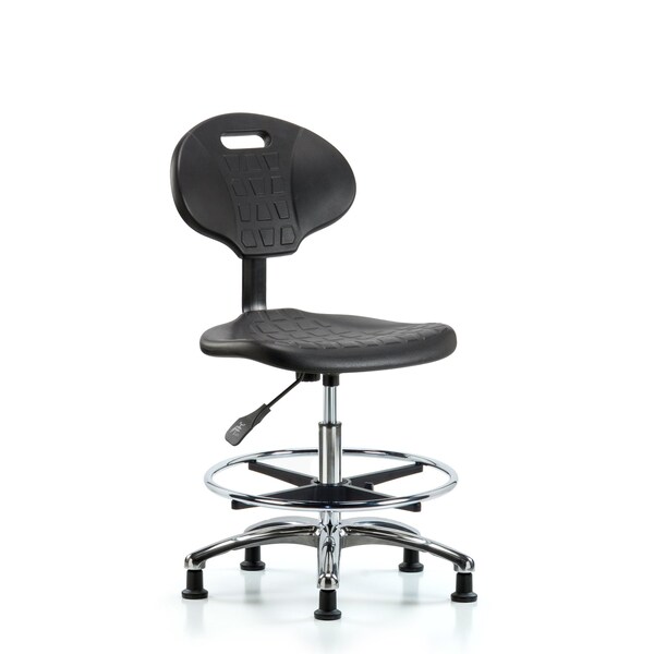 Blue Ridge Ergonomics Erie Med Bench Chair, Chrome, CF, Glides, No Arms, 19" to 27" Height, Black; Blue BR-TPMBCH-CR-A0-CF-RG - main
