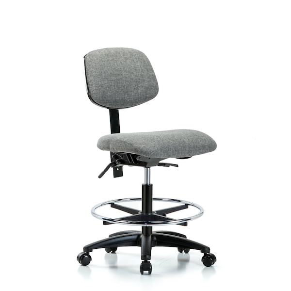Blue Ridge Ergonomics Chair, Fabric, Med Bench, CF Casters, Gry, No Arms, 22" to 29" Height, Gray BR-FMBCH-RG-T0-A0-CF-RC-F44 - main