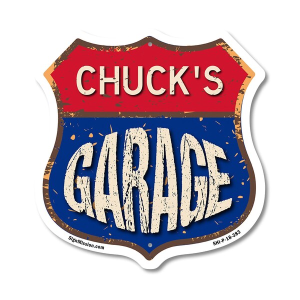 Signmission Chuck's Garage, 18 Inch X 18 Inch, Plastic Sign SHI-P-18-383-CHUCK - main