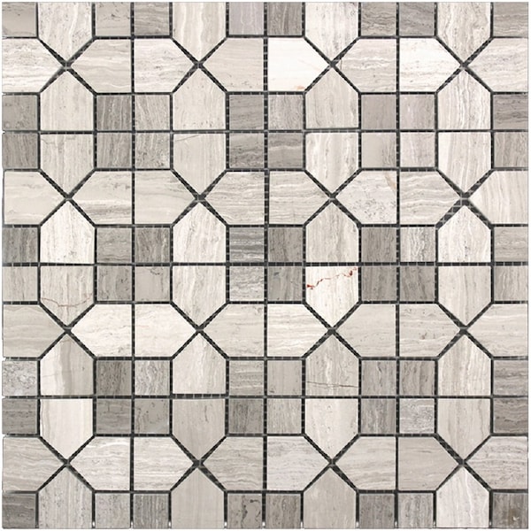 Apollo Tile Beige 12x12 Wooden Grey Light, Dark Marble Polished Floor and Wall Mosaic Tile 5 sqft/case, 5PK APLSV88P54A - main