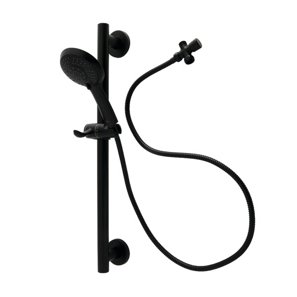 Kingston Brass Shower System with Slide/Grab Bar and Hand Shower, Matte Black KAK1540D - main