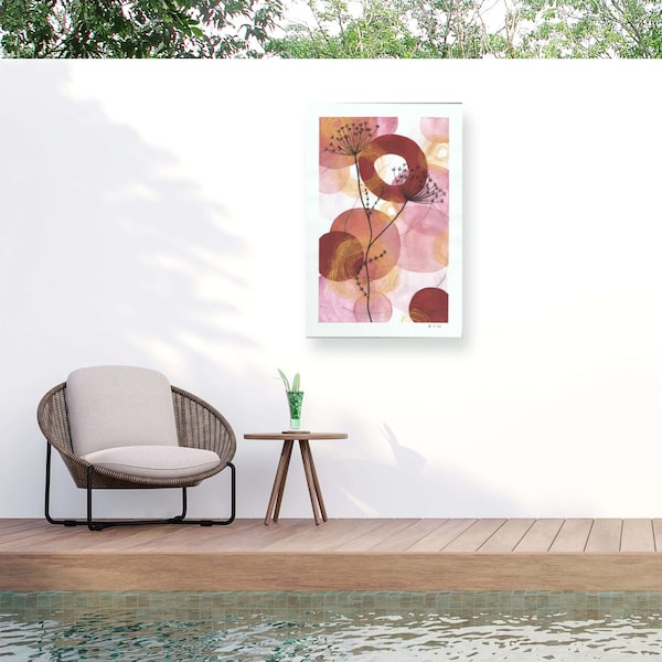 Trademark Fine Art Outdoor Canvas Art Jocelyn Benford 'Pink & Red' Wall Art for Patios, or Gardens GRL01835-OC3047WR - main