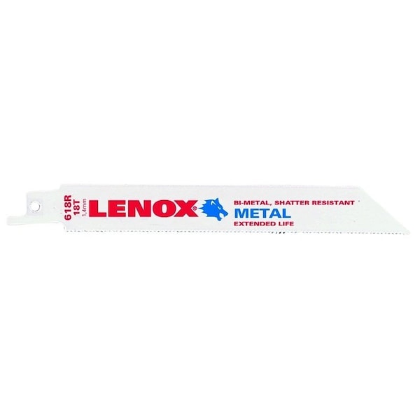 Lenox Reciprocating Saw Blade, 18 TPI, Bi-Metal, 6 in 20566618R - main