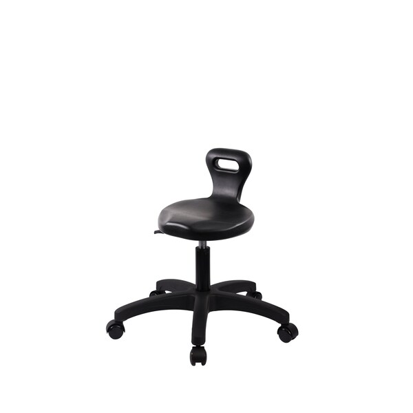 Blue Ridge Ergonomics Polyurethane Serpent Stool - Desk Height with Casters in Black Polyurethane PSPDHSL-RG-RC-BLK - main