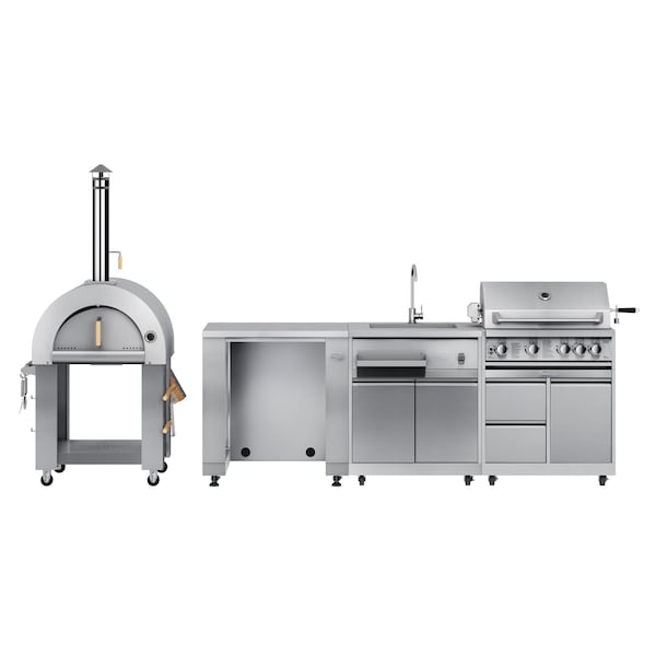 Koolmore Outdoor Kitchen - Wood fire Pizza Oven, Fridge, Fridge Cabinet, Sink, 30 in. BBQ Grill and Cabinet KM-OKSKIT-CONFIG100 - main