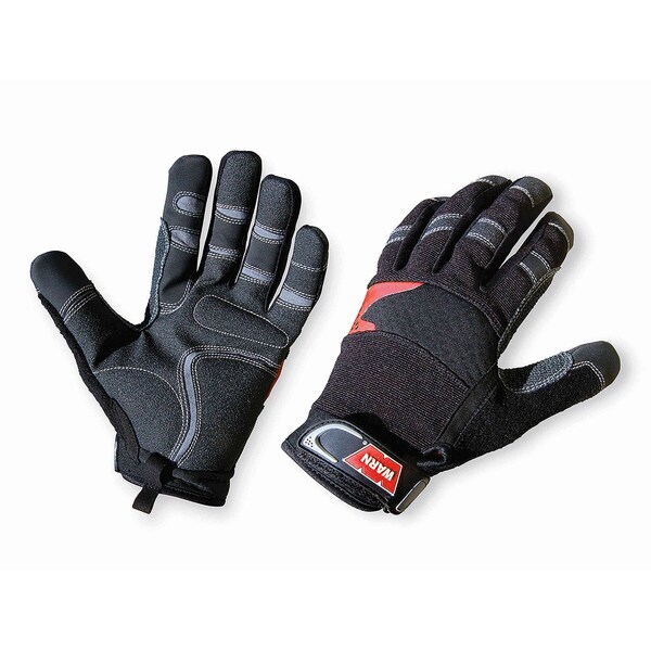 Warn Gloves Winch Gloves; Synthetic Leather With Kevlar Reinforcement; Shock Absorbing Palm; Black; XL 88895 - main