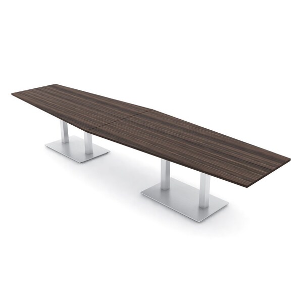 Skutchi Designs Hexagon Conference Table With Power, 48 in W, 168 in L, Brown HAR-HEX.IR-48X168-DOU-H3041-NA - main