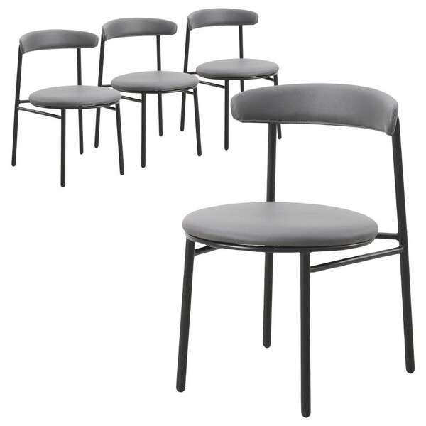 Leisuremod Lume Modern Dining Side Chair in Polyester with Black Steel Frame in Charcoal, 4PK LC20CH4 - main