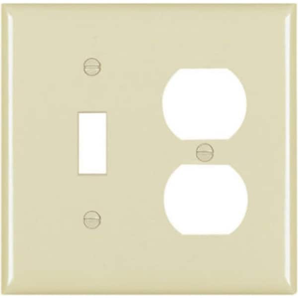 Legrand TradeMaster TP TP18-I Combination Wallplate, 4.7 in L, Standard, 2 -Gang, Nylon, Ivory TP18ICC12 - main