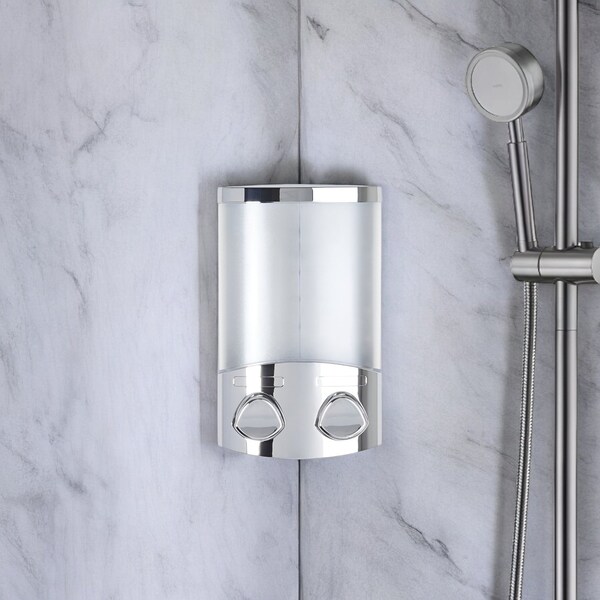 Homeroots Silver Heavy Duty Plastic Two Chamber Wall Mount Soap Dispenser 571500 - main