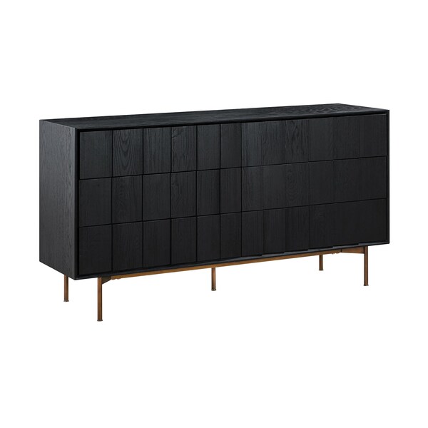 Homeroots 63" Black Solid Wood Six Drawer Double Dresser 518615 - main