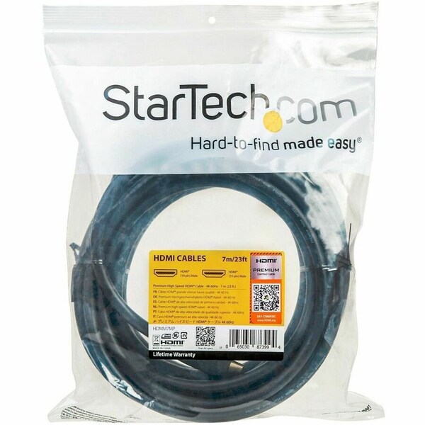 Startech.Com 22.9FT/7M PREMIUM CERTIFIED HIGH SPEED HDMI CABLE WITH ETHERNET; 4K 60HZ UP TO HDMM7MP - main