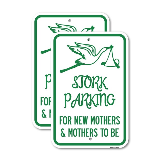 Signmission Stork Parking for New Mothers and Mothers to Be, 18'' X 24'' 2 Signs, Heavy Gauge Aluminum, 2PK A-1824-2PACK-22836 - main