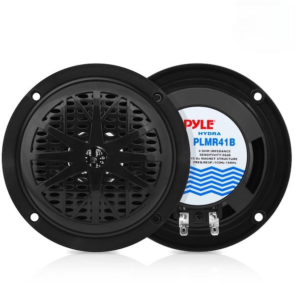 Pyle Pyle 4 Inch Dual Marine Speakers - Waterproof and Weather Resistant, Polypropylene Cone, Black PLMR41B - main