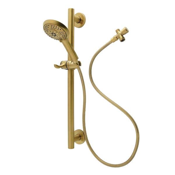 Kingston Brass Shower System with Slide/Grab Bar and Hand Shower, Brushed Brass KAK1547D - main