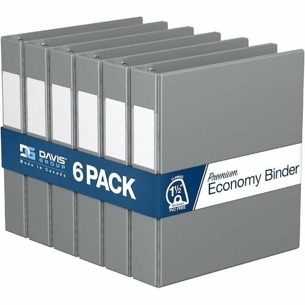 Davis Group Premium Economy, Angle D Ring, Binder, (Grey, 1.5"), PK6 2302-07-06 - main