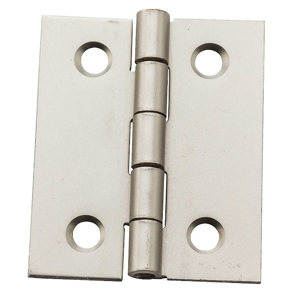 National Hardware Decorative Broad Hinge, 1-1/2 in H Door Leaf, 1/32 in Thick Door Leaf, Steel, Satin Nickel, 2PK N211-014 - main