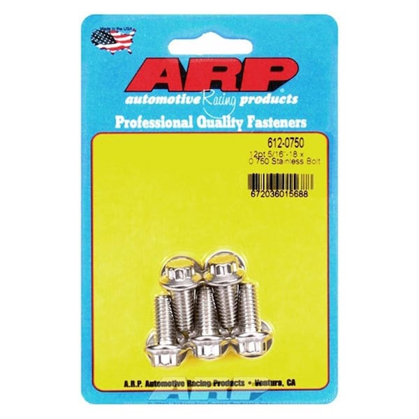 Arp 6120750 0.3118 x 0.75 in. Stainless Steel 12 Point Bolt Kit, 5PK ARP612-0750 - main