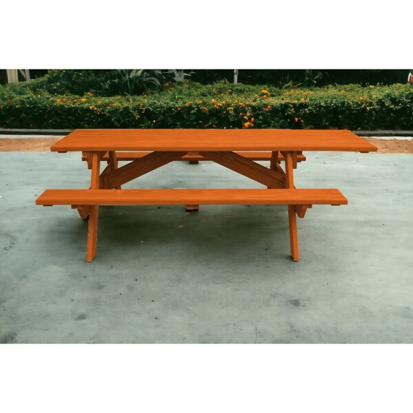 Homeroots 94" Redwood Solid Wood Outdoor Picnic Table 525016 - main
