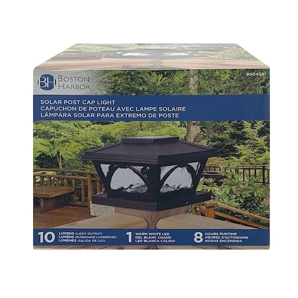 Boston Harbor Solar Fence Postcap, NIMh Battery, AA Battery, 1Lamp, Plastic and Glass Fixture, Bronze 26088 - main
