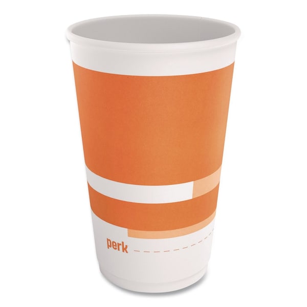 Perk Insulated Paper Hot Cups, 16 oz, White/Orange, 360PK PK-60912CT - main