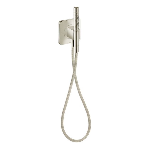 Axor Handshower Holder Softsquare w/ Outlet 5"x5" w/ Handshower and Hose, 2.5 GPM Polished Nickel 49626831 - main