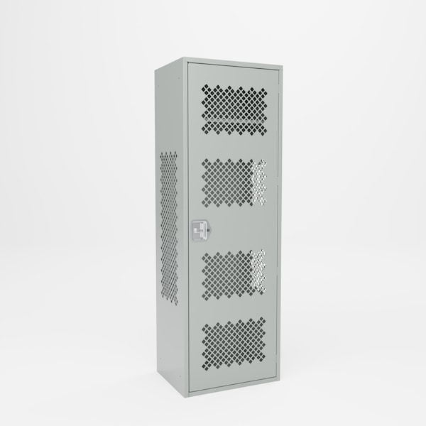 Pucel Athletic Gear Locker, 24 in W x 72 in H x 18 in D, Perforated Door, Gray GL-2472-18-D - main