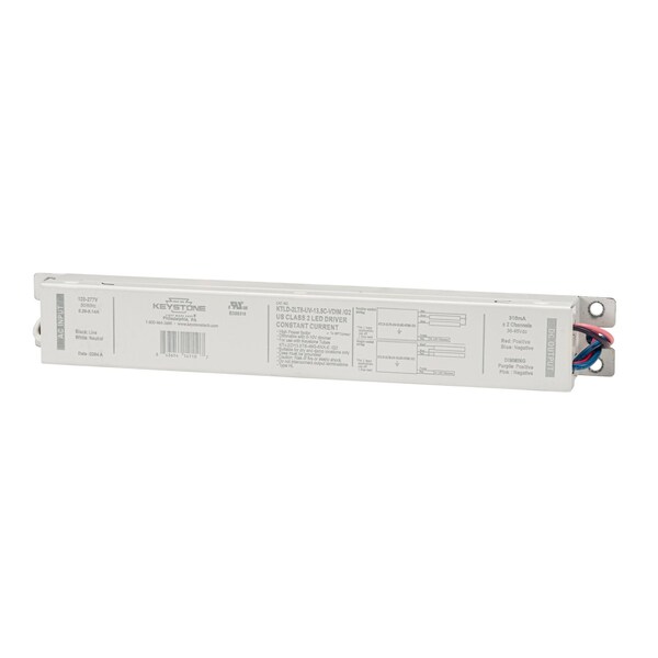 Keystone LED Driver for External Drive Type C LED tubes, Runs 1 or 2 of the KT-LED13.5T8-48G-8xx-E /G2 lamps, KTLD-2LT8-UV-13.5C-VDIM /G2 - main