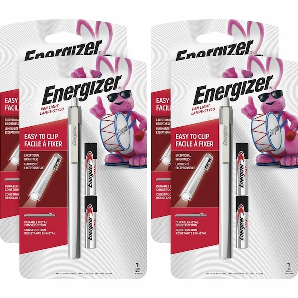 Energizer LED Pen Light, LED, Bulb, 1 W, 6 lm Lumen, AAA, Battery, Stainless Steel, Drop Resistant, 4PK PLED23AEH - main