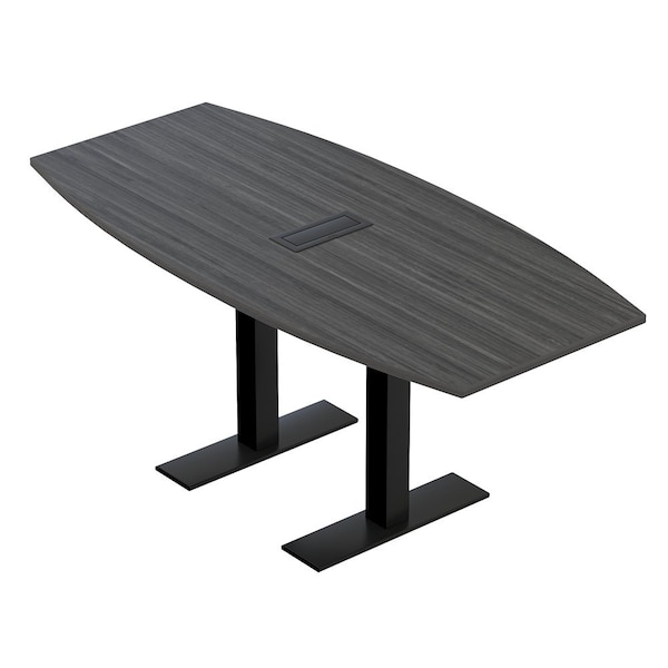 Skutchi Designs 6ft Boat Conference Table With Power | Harmony Series | 6 Person Meeting Room Table HAR-BOT-36X72-T.BK-WA7949-EBLK - main