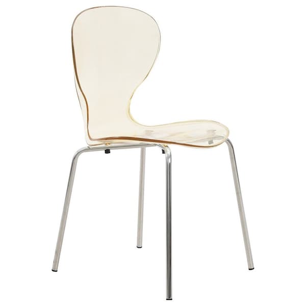 Leisuremod Modern Oyster Transparent Dining Side Chair in Amber OCS-17A - main