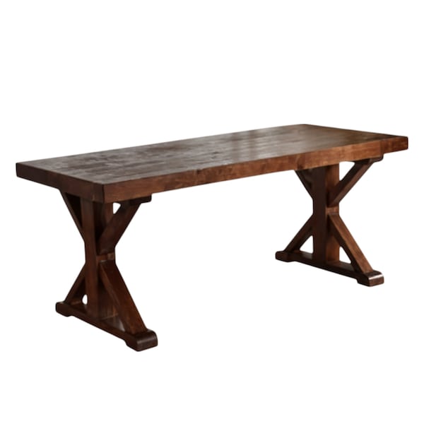 Homeroots 71" Walnut Solid Wood Trestle Base Dining Table 543509 - main
