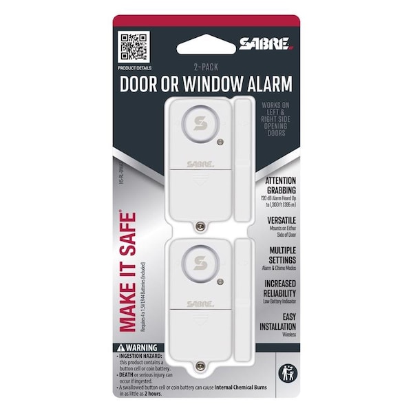 Sabre Battery Powered Indoor White Door Alarm, 2PK HS-RL-DWA2 - main