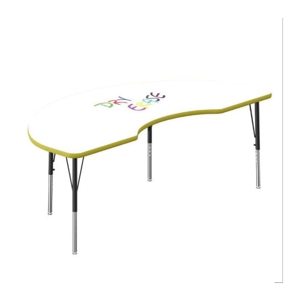 Correll Kidney Dry Erase Activity Table, 72 in W, 36 in L, 19 in to 29 in H, Particleboard, Frosty White A3672DE-KID-80-09-38 - main