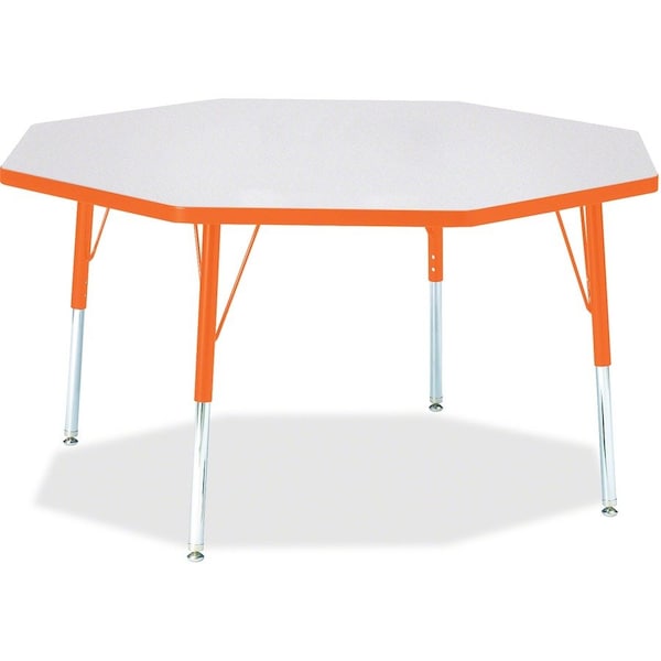 Jonti-Craft Berries Octagon Activity Table, 48 in. x 48 in., E-height, Freckled Gray/Orange/Gray 6428JCE114 - main