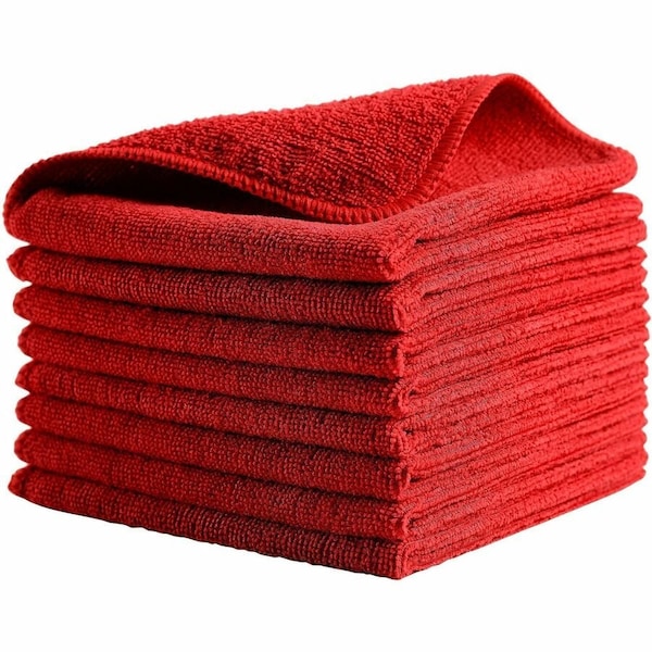 Rubbermaid Commercial Microfiber Cloth Wipe 12" x 12", Red, 24PK 1820577 - main