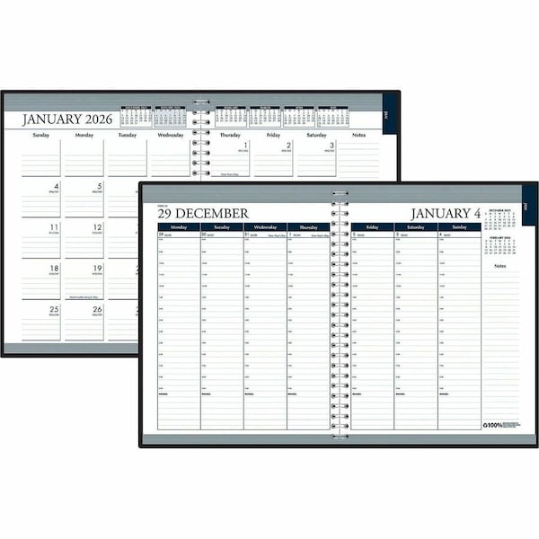 House Of Doolittle Recycled Wirebound Weekly/Monthly Planner, 11 x 8.5, Black Leatherette, 2022 28302 - main