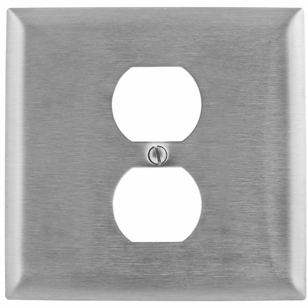 Hubbell Wiring Device-Kellems Duplex Opening Wall Plates, Number of Gangs: 2 Stainless Steel, Brushed Finish SS748 - main